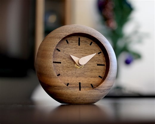 Handcrafted Walnut Wood Table Clock: Minimalist Desk Decor - Etsy Ireland