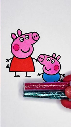 😻 Coloreando a Peppa y George ✨ Arte con brillantina para niños