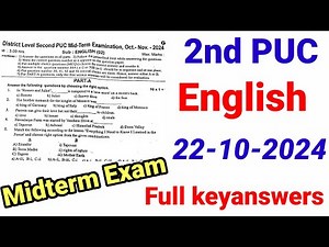 2nd PUC English Midterm Question Paper 2024 Keyanswers Kseab