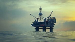 The oil rig uses machines, drills and pipes to extract gasoline and petroleum.