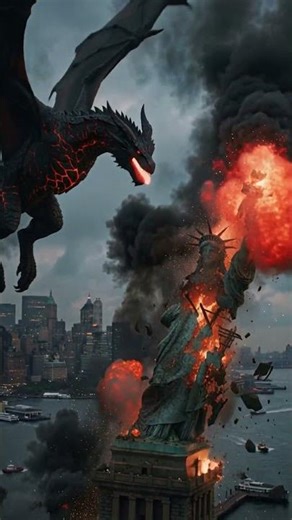 Dragon attacks the Statue of Liberty 🔥 DESTROYED.