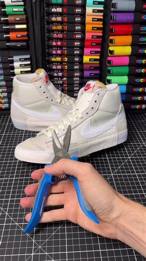 Turning a pair of Nike Blazers into low tops… how do y’all think these came out? (🎥: maxplore/IG) #sneakerhead #sneakercommunity #customsneakers #nikeblazers #sneakertok #hypebeast