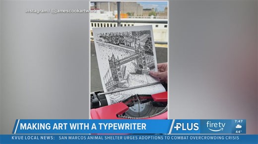 English artists creates portraits using typewriter