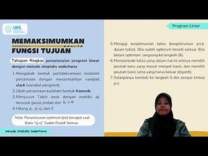 Vidio Sains Project & Pembelajaran Metode Simpleks Sederhana