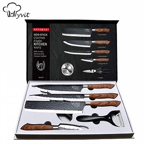 Myvit Chef Knife Set for Kitchen,Stainless Steel Nakiri Knife with Scissor and Peeler Gift Case