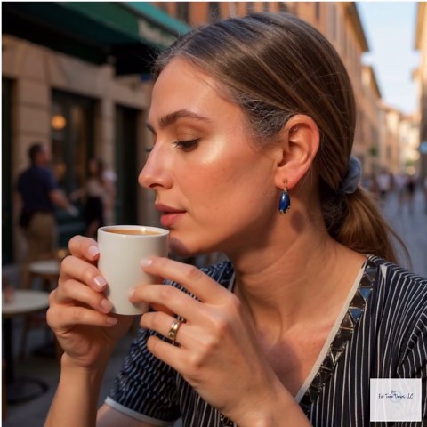 Blue and Gold Leaf Resin Dangle Drop Earrings - Etsy