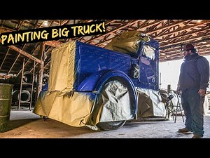 Painting the Wrecked 379 Peterbilt in a Barn!