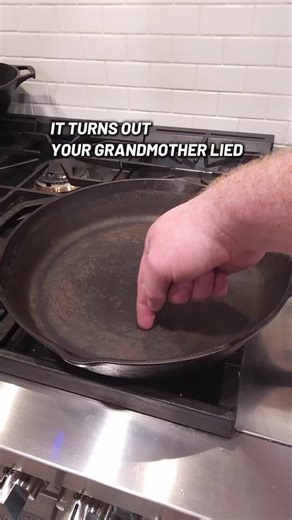 Cast Iron Care Pt. 1 #recipesoftiktok #castiron #cooksoftiktok #kitchenhacks Don't fall for the old wives tails out there. There's no reason to not use soap to clean cast iron. This is for seasoned cast iron and NOT enamel Place your pan on a burner and turn on low heat. Add 1/2 cup of water & 1 Tsp dish soap Use your chain mail scrubber to gently loosen any stuck on food. Repeat as needed. Replace water and soap and finish with a stiff brush. Rinse, dry, and store.