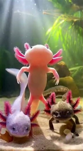 Dancing Axolotls - The Cutest Water Dance! #Axolotl #DancingPets #CuteAnimals 🪸💃