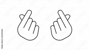 Animated snapping fingers line icon. Music rhythm animation. Hands gesture. Clicking fingers. Sound effect. Loop HD video with alpha channel, transparent background. Outline motion graphic Stock Video
