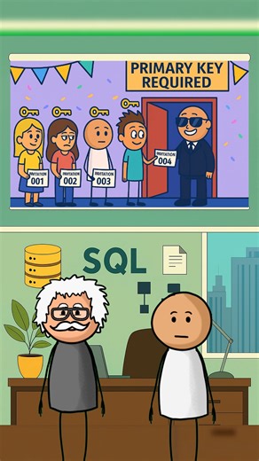 Machine Lerni on Instagram: "Cada registro necesita su llave primaria 🔑 Pero algunas relaciones… se mantienen por culpa de la llave foránea 💔 Larry pensó que había superado a su ex, hasta que SQL le mostró el cable que aún los conecta. 😂 Humor lógico + educación emocional en una sola imagen. Guárdalo, compártelo y etiquétalo con quien aún tiene vínculos no resueltos… en sus bases de datos. #SQL #PrimaryKey #ForeignKey #Data #MundoDeDatos #MachineLerni"