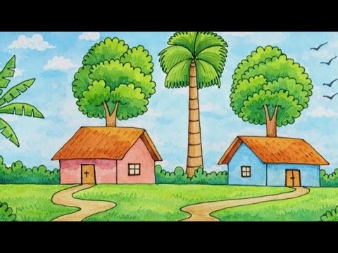 How to Drow house scenary drowning for pen simple art video
