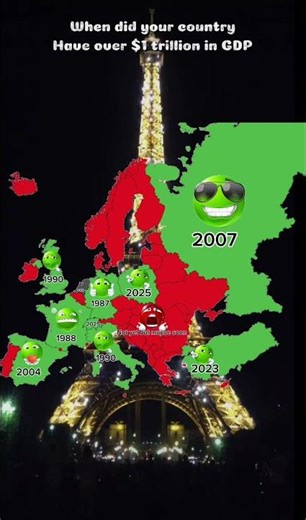 When did your country have over 1￼ trillion dollars in GDP ￼#country #mapping #geographythroughmaps