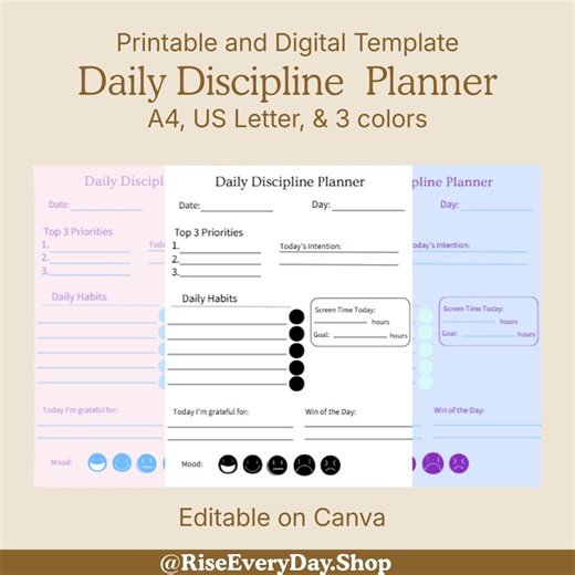 Daily Habit Planner Printable & Digital | Monthly Habit Tracker PDF Template A4/US Letter - Etsy