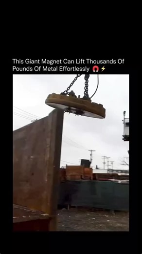 MinddUnfold on Instagram: "What looks like magic is pure physics. 🧲 Industrial lifting magnets generate a powerful electromagnetic field when electric current flows through coils of wire inside. That field instantly pulls in ferrous metals like steel, allowing operators to pick up thousands of pounds of scrap in seconds. Once the current is switched off, the field disappears, and the metal drops. These magnets save time, reduce labor, and make moving heavy loads in recycling yards and factories