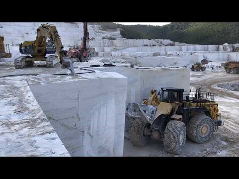 Komatsu Giants Working Deep Inside a Massive Marble Quarry