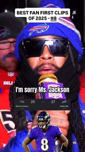 Fan First Network on Instagram: "Welcome to the Fan First 2025 1 million view club. We’re counting down all of the Fan First clips to reach 1 million views this year. The 2025 GREAT 8. Coming in at number 8, our boy Tez (@head_honcho_15) with a massive rally cry after the Bills sent the Ravens home in last season’s NFL playoffs. #bills #buffalobills #buffalo #billsmafia #ravens #baltimore #nfl #baltimoreravens #fancam #fans #joshallen #lamarjackson #interview #sports"