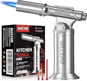 Butane Torch, Mini Kitchen Torch Lighter with Adjustable Flame for BBQ, Baking, Brulee Creme, Crafts and Soldering(Butane Gas Not Included)