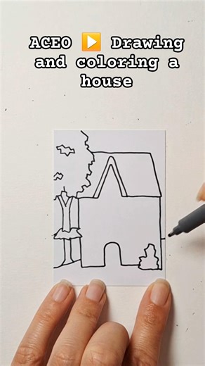 ACEO Original - Drawing and Coloring A House