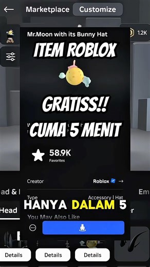 ITEM ROBLOX GRATIS dalam 5 MENIT?! 😳🔥 (No Robux) #roblox