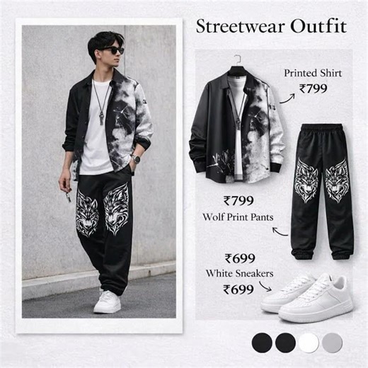 Black & White Streetwear Outfit 😎🔥 #shorts