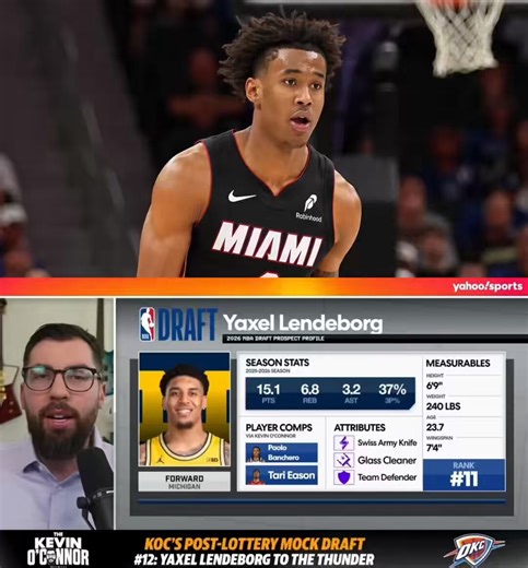 Kevin O’Connor has the Heat selecting Dailyn Swain from Texas at pick 13:“There’s going to be somebody who we’re not talking about as a late lottery pick, that becomes a late lottery pick. Swain to me is a perfect candidate for that. Smart teams like Warriors, Thunder, Heat, Hornets. Teams that have really good front offices and value length/versatility. What does Swain have? Long wingspan, playmaking on defense, downhill attacker on offense, willing passer, talented scorer. He just can’t shoot.