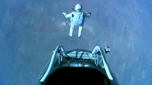 Felix Baumgartner makes record-breaking skydive from space – video