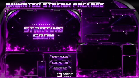 Purple Neon Twitch Overlay | Cosmic Streaming Pack | Galaxy Animated Scenes | Stream Package | Twitch Alerts | Starting Soon, Kick Screens - Etsy