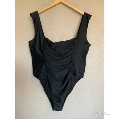 J Crew Black Ruched Squareneck One Piece Swimsuit Size 24 NWT | eBay