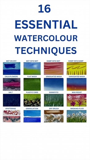 I show you 16 essential Watercolour techniques. This tutorial is available on my YouTube channel. Here is the link: https://youtu.be/3V6qEI8gMyY?si=nasYVAshMwweLh3i #Watercolour #WatercolourPainting #WatercolourTechniques #HowToPaintInWatercolour #WatercolourBeginners #WatercolourIdeas | Karen Rice Art
