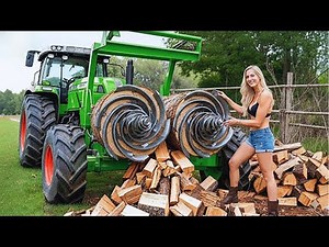 Firewood Processors in Action – 25 Dangerous Homemade Wood Cutting Machines #3