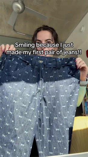 My hardest project yet as a beginner who’s currently in fashion school! 👖 #jeans #sewing #sewingtiktok #fashionstudent #fashionschool