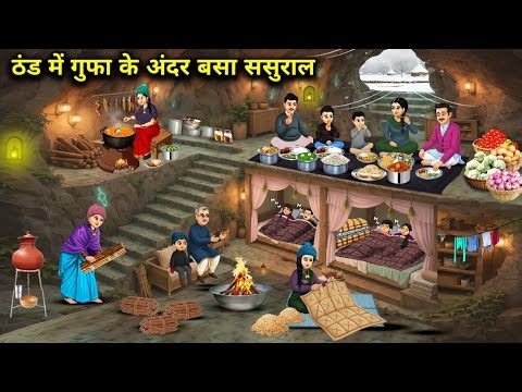 ठंड में गुफा के अंदर बसा ससुराल || In-Laws House Inside Cave In The Cold || Cartoon Video