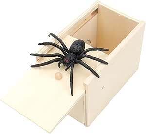 Spoofing prank toy spider spooks a wooden box,Wooden Spider Box,Spider Money Surprise in a Box,Pranks Stuff Toys