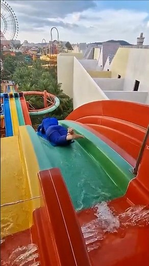 color-changing water slide game in the water park