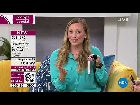 Letsfit E21 1.69" Black Bluetooth Smartwatch 2pack with ...