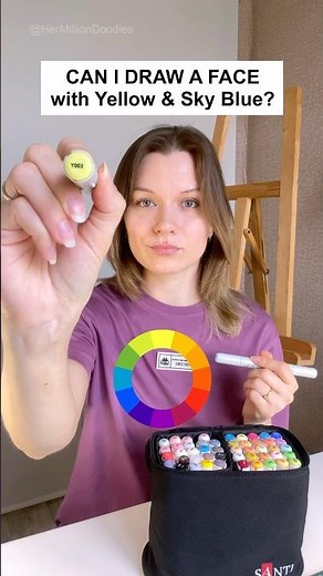 Drawing a Face with Two Primary Colors 💛💙 Color Theory #art #drawing #markers