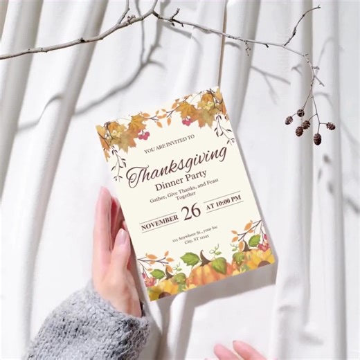 Thanksgiving Dinner Party Invitation | Editable Canva Template (digital Download) - Etsy