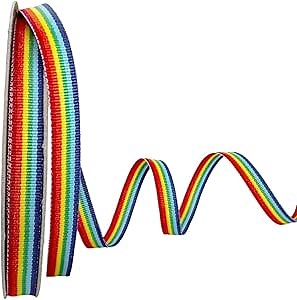 USA Made 3/8" Rainbow Striped Grosgrain Ribbon - 100 Yards