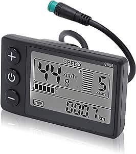 Electric LCD Display Meter S866, 6 Pin 24V 36V 48V 60V E Display Meter Control Panel, Universal E Scooter LCD Panel Screen for 22.2mm Electric Bikes