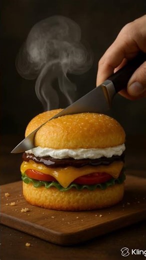 ASMR 4K CAKE HAMBURGER