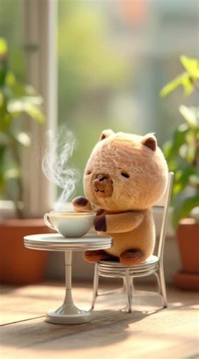 A cup of happy for you☕️🧋🍵 #capyfun #capybara #plushies #animation #stopmotion