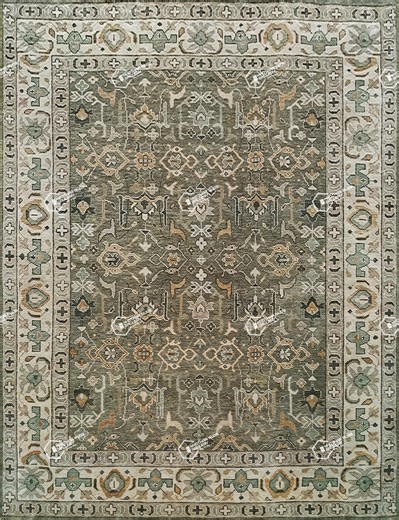 Olive Green Oushak Rug-handmade Turkish Wool Area Rug-beige Border-custom Size Available - Etsy