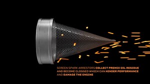 The FMF TurbineCore Silencers are the #1 US Forestry Service Spark Arrestor Approved Systems in the world. The Turbine is positioned at the outlet of the silencer, allowing exhaust gases to flow freely and cleanly through the center of the muffler for optimal power. The TurbineCore creates a spinning cyclone effect causing the heavier spark to move outward and back into the external chamber instead of onto the the trail. Other 2-Stroke S/A Silencers or End cap bolt on use screens to capture spar