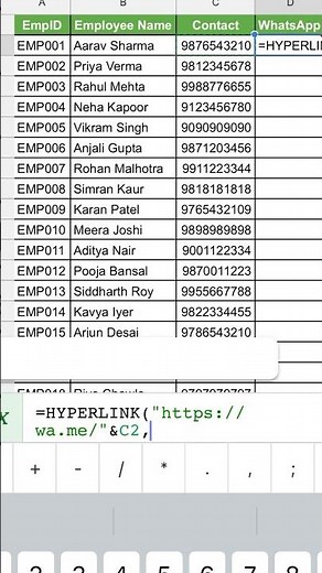 Create WhatsApp links directly in MS Excel using the HYPERLINK formula! 🚀