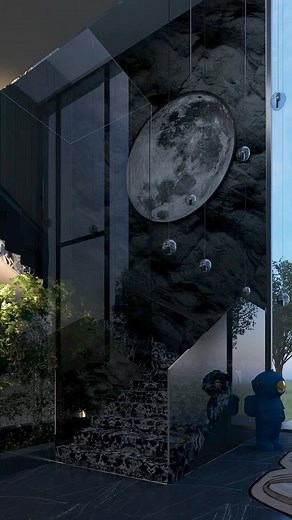 1.1M views · 10K reactions | Moon on the stairwall . . Sitaram Home Design #lightingdesign Design and visualization by @vishnu_xo @vedic_interior #stair #moon #light #moonlight #lightingdecor #interiordesign #interiorstyling #lampshade #homedecor #foryou #bedroominspiration #bedroomdecor #bedroom #smartbed | Sitaram Home Design | Facebook