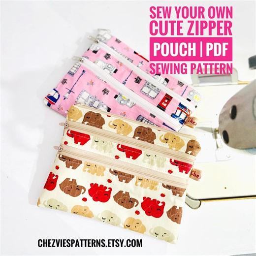 Double & Triple Zipper Pouch Sewing Pattern: Easy Beginner Wallet (PDF Pattern) - Etsy