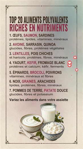 🍇 Top 20 des aliments polyvalents et nutritifs #Nutrition #AlimentationSaine