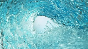 Super Slow Motion of Splashing Water Wave Creating Tunnel Shape. Filmed on High Speed Cinema Camera, 1000 fps.