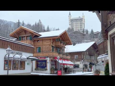 Gstaad Heavy Snowfall Winter Walk 2026 ❄️ ☃️ 4K Walking Tour 🇨🇭 Switzerland